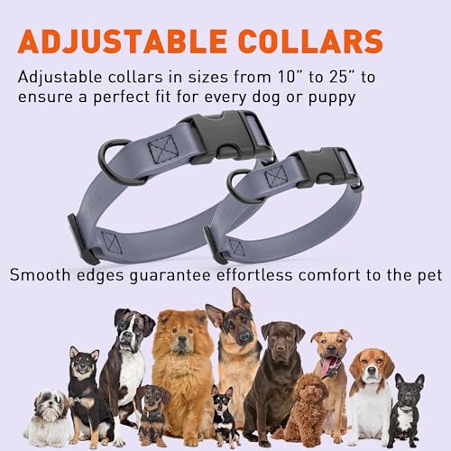 Image of Dogline Biothane Waterproof Dog Collar with Quick Release Buckle Strong Coated Nylon Webbing with Odor- Proof for Easy Care Easy to Clean Fits Small Medium Large Dogs, Grey 3 /4 inch W 12-19 inch L