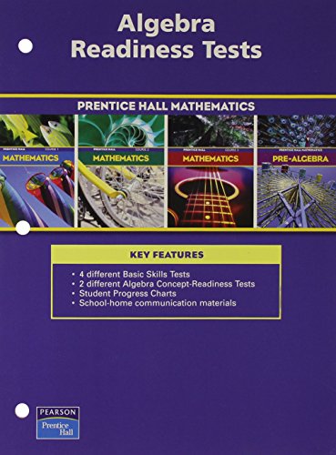 Prentice Hall Math Course 1,2,3 Algebra Readiness Tests Blackline Masters 2004 C