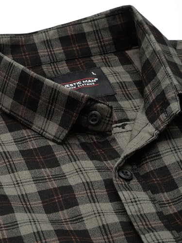 Image of Majestic Man Men Small Checkered Slim Fit Cotton Casual Shirt