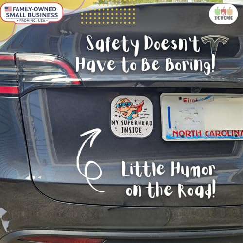 Image of TOTOMO Baby on Board Sticker for Car | My Superhero Inside Sticker Set - Funny Car Decals, Cute Durable Vinyl Safety Signs for Windows, Bumpers, or Nursery Doors - Peel-and-Stick