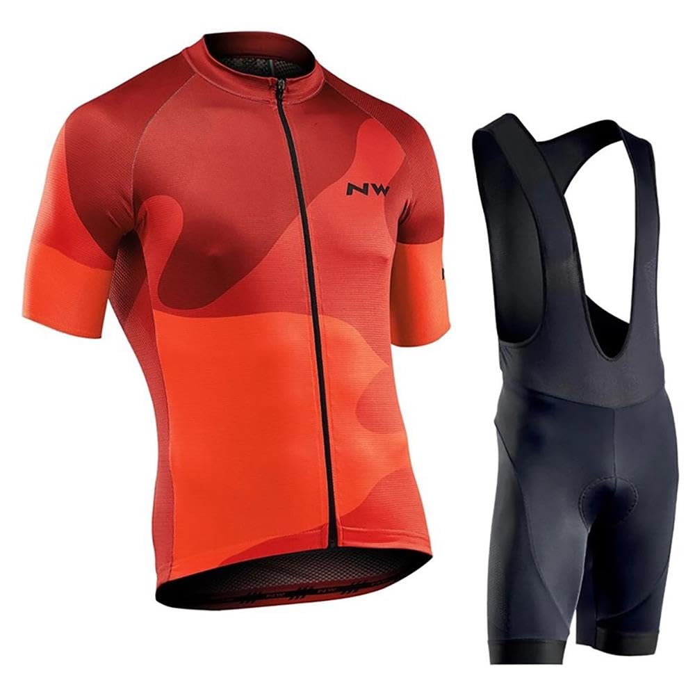 Tuta da Bicicletta MTB Estiva da Uomo Traspirante Asciugatura Veloce Manica Corta e Pantaloncini Imbottiti Maglia da Ciclismo con Motivo Leone