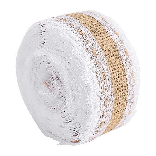 Rolo de linho de renda Kaufpart 5 jardas caixa de presente fita roupas costura decoração cinto faça