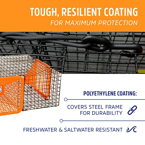 Protoco - ST30S - 19” x 30” (1” x 1” Mesh) Shrimp and Crawfish Trap, Freshwater & Saltwater Cage Style Fishing Trap for Shrimp, Crawfish, Crayfish, Crawdads - Black/Orange - Thumbnail 3