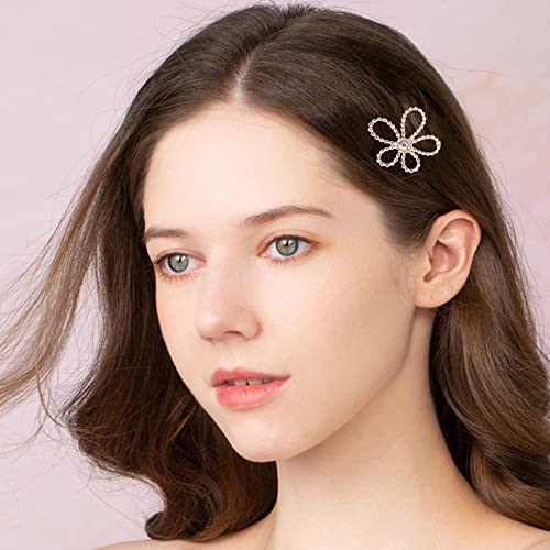 10 Pcs Small Hair Clips Cute Pearl Handmade Hair Barrettes Glitter Crystal Geometric Hairpin For Thick Hair Nonslip Clips Styling Hair Accessories For Women And Girls #TOP4