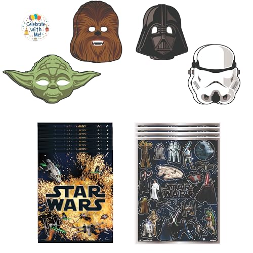 Unique Star Wars Party Favors | Mega Pack | Officially Licensed | Masks Goodie Bags & Stickers | Galaxy Birthday Goodie Bag Fillers For Kids Classroom Rewards Party Games