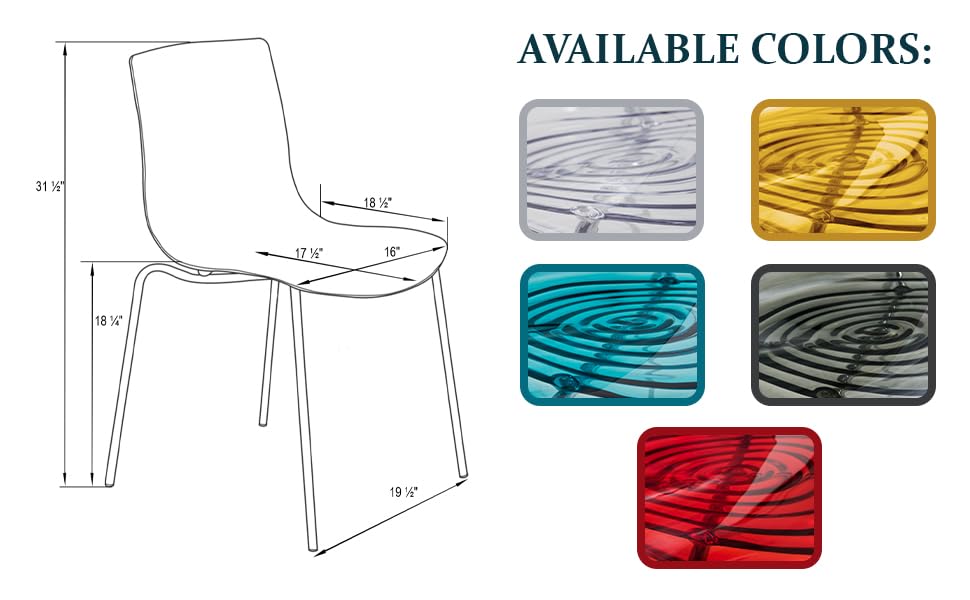 Image of LeisureMod Modern Acrylic Lucite Dining Chair with Metal Legs, Accent Side Chair for Dining Room, Contemporary Kitchen, Small Spaces and Office in Transparent Orange