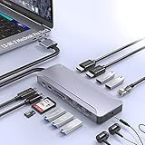 MacBook Pro Docking Station Dual Monitor 4K HDMI Adapter, 13 in 2 Macbook pro usb adapter for MacBook Pro Air Mac HDMI Dock Dongle Dual USB C to Dual HDMI 100W PD3.0 6USB SD/TF RJ45 AUX)
