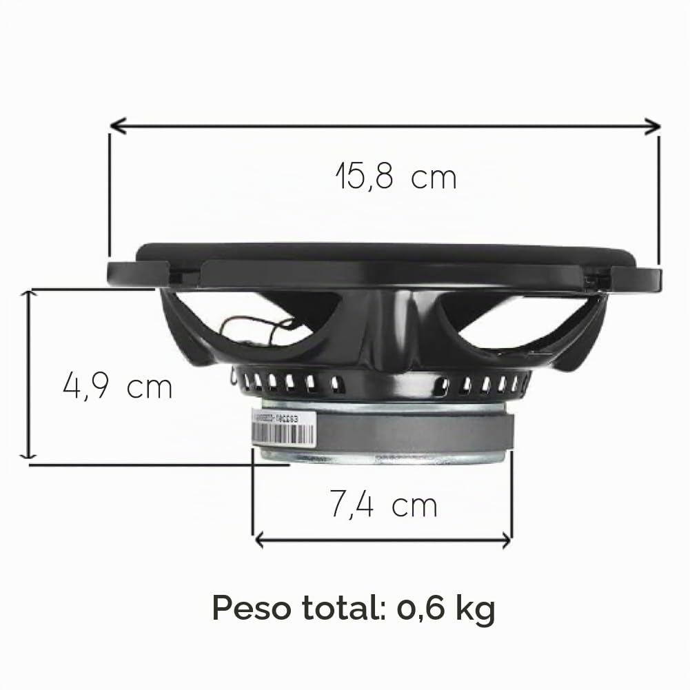 Kit Set para JBL STAGE3 607CF Sistema de 2 vías 6,5" 165 mm 16,5 cm, 50 vatios rms 250 vatios máx, con 2 woofers 2 tweeters 2 crossovers, 3 Ohm, para Coches, Kit de Pareja