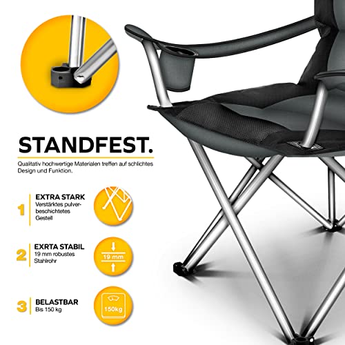 Campingstuhl TRESKO faltbar bis 150 kg für Outdoor-Aktivitäten