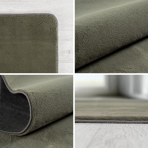 SIMPEX Runder Teppich Grün 80 cm Waschbarer Kurzflor Teppich, rund, rutschfest & weich, modernes einfarbiges Design für Wohnzimmer, Schlafzimmer, Küche & Kinderzimmer. - Bild 3