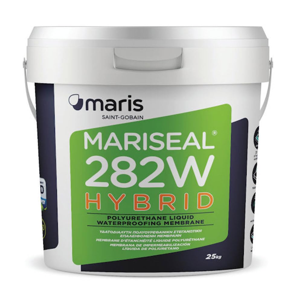 Mariseal 282W Rojo 15kg Impermeabilizante Terrazas Cubiertas y Tejados | Membrana impermeable elástica y continua que protege frente a la humedad y las filtraciones. Resistente a intemperie