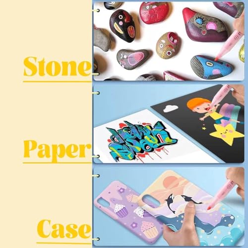 Image of Acrylic Paint Marker Pens Set - 24 Color Pack with Medium Tip Markers for Drawing and Craft on Rock, Glass, Wood, Plastic, Metal, Fabric, Canvas, Mug and Stone Surfaces (Box Markerpen 24)