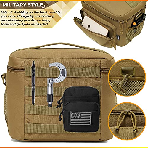 Dbtac Tactical Lunch Bag For Men Women, 12 Cans Insulated Lunch Box For Adult | 9L Leakproof Lunch Cooler Tote For Work Office Outdoor Travel | Soft Easy To Clean Liner X2, Tan #TOP5