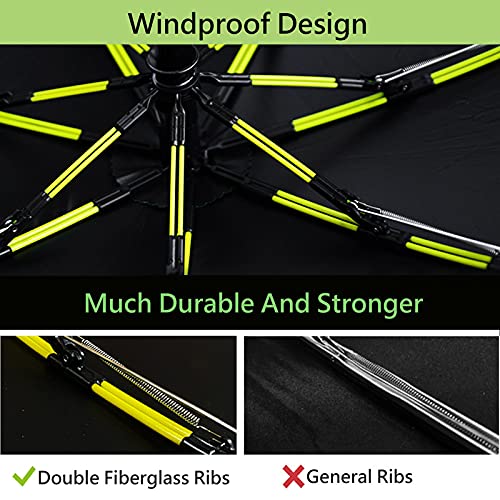 Hosa Auto Open Close Compact Portable Lightweight Automatic Repel Folding Travel Umbrella Ergonomic Handle Double Fiberglass Ribs Windproof Uv Protection, For Raining Sunny Days Night Time Use #TOP3
