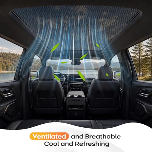 T TGBROS Sunroof Sun Shade for Chevrolet Silverado EV/GMC Sierra EV 2024 2025 2026 Breathable Mesh Car Roof Cover Quick Install UV Sun Protection Auto Foldable Moonroof Accessories by T TGBROS - Used condition - Image 3