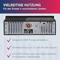 Albrecht AE6290 CB Funkgerät, 12629, mit integrierter Repeater/Relais Funktion, 12/24V, VOX, RJ-45 Westernstecker Schwarz – Ansicht 6