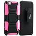 iPhone 6 Plus Case, ULAK iPhone 6 (5.5) Case Hybrid Impact Rubber Combo Holster Cover Case for iPhone 6 Plus With Belt Swivel Clip + Screen Protector and Stylus(Rose Red)