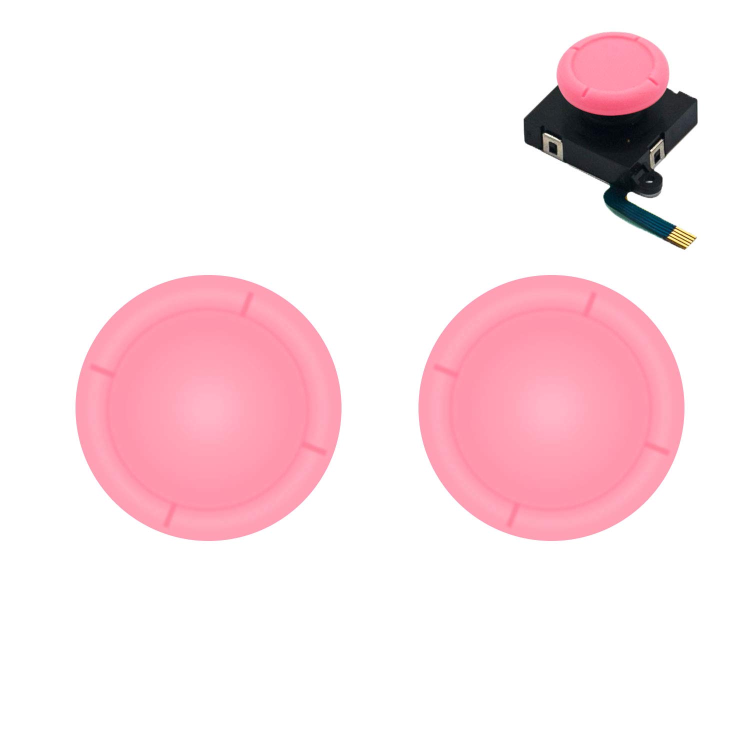 BRHE Replacement Thumb Grip Caps for Nintendo Switch 3D Analog Stick and Switch Lite Joystick Silicone Rubber Cover Set (Light Pink)