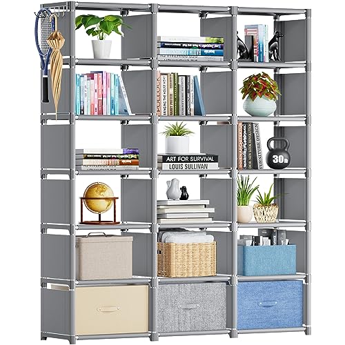 Mavivegue Book Shelf, 18 Cube Storage Organizer, DIY Bookcase, Metal