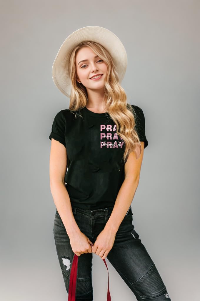 Christian Shirts for Women Religious Sayings Tees Bible Verse Inspirational Tee Tops Pray Print Shirt - Image 2