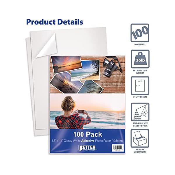 Better Office Products SelfAdhesive Photo Paper, Sticky Photo Paper