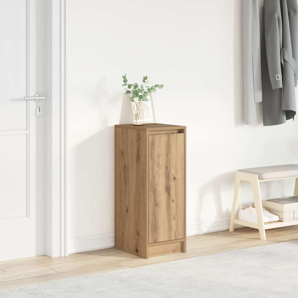 Schuhschrank Artisan-Eiche 29,5x34x76 cm Holzwerkstoff | Viel Stauraum, Türen verbergen Schuhe, Feuchtes Tuch reinigt, Wandhalterung inklusive