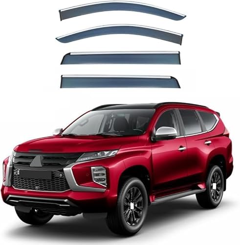 FengXH Window Deflectors for Mitsubishi Shogun Sport 2016-2023+ - 4pc Smoke Tint, Waterproof, Noise Reducing.