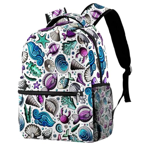 Sac de voyage décontracté grand format motif corail et méduse pour adolescents