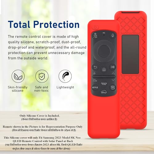 Image of Silicone TV Remote Cover Compatible with Samsung Smart TV Remote 2023 BN59-01432G BN59-01432A (Samsung Smart TV 2023 Model Solar Remote Cover, Red - Style 1)