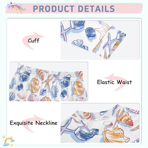 ALAZA Seashell Starfish on White Pajamas Long Sleeve Sleepwear 2-Piece Pajama Set4