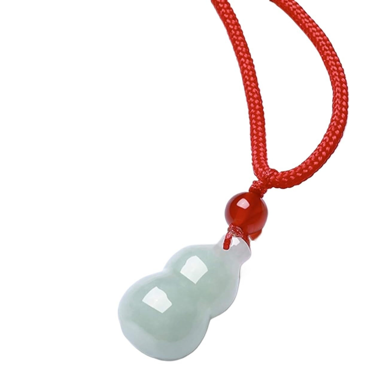 Naszyjnik, naszyjnik z wisiorkiem Feng Shui Naturalny Jadeit Tykwa Hulu Wu Lou Wisiorek Ręcznie Tkany Naszyjnik z Łańcuszkiem Amulet na Szczęście Odwaga i Bogactwo, Czerwona lina/545