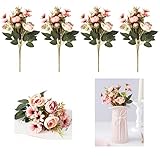 ✿-Dimension: Der Blütendurchmesser beträgt ca. 4 cm, jedes Bouquet ist ca. 30 cm lang, 1 Packung Kunstblume enthält 6 Zweige, 12 Köpfe Kunstblume, hat keinen Geruch und muss sich keine Sorgen um eine Pollenallergie machen.