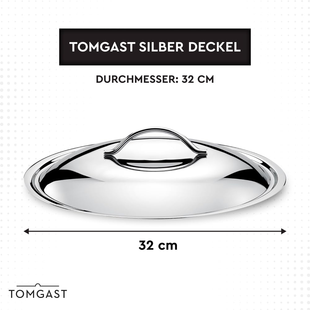 coperchio diametro 32 cm SILVER | acciaio inox 18/10 | lucidato a specchio | manico ergonomico | compatibile con le pentole Tomgast