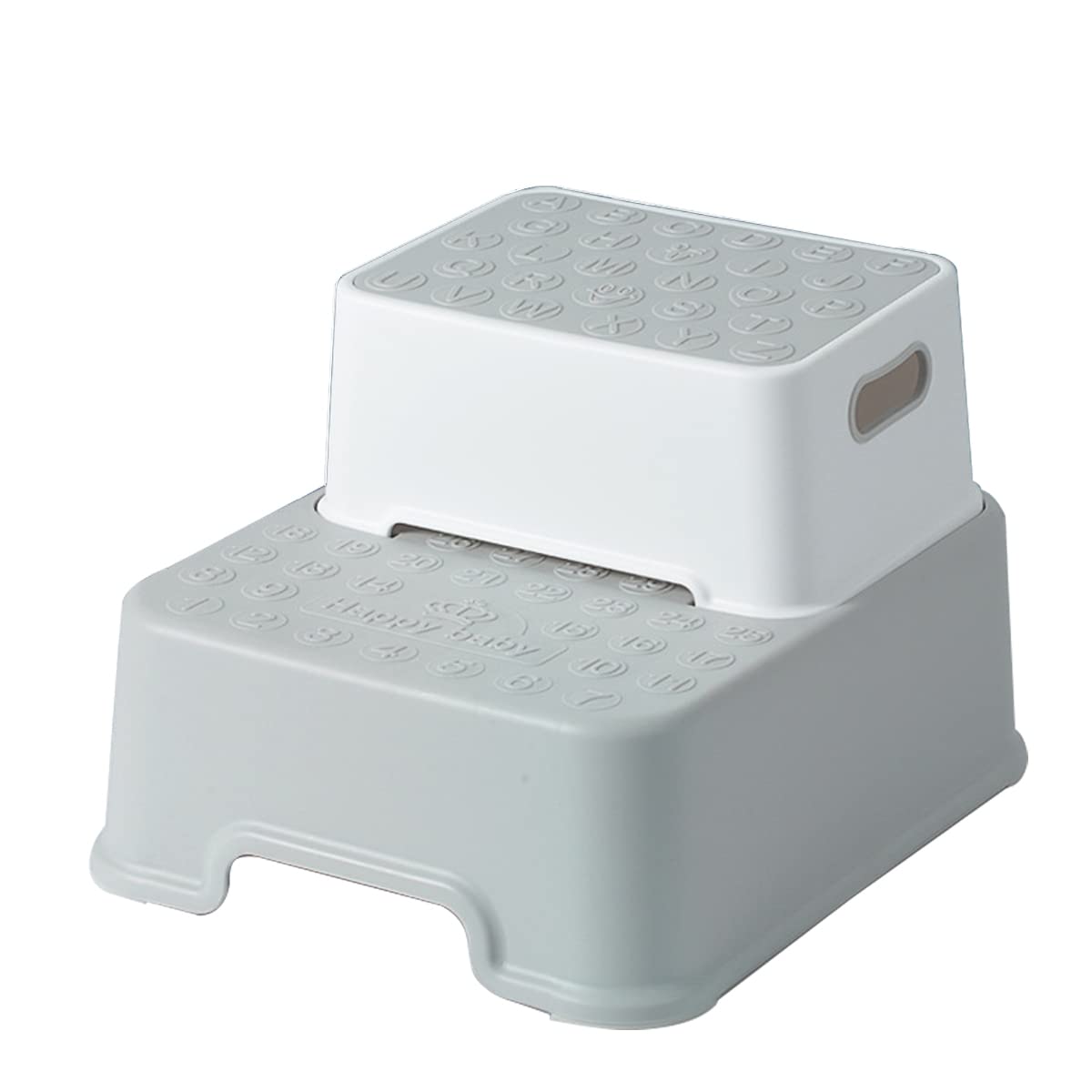 ALMEKAQUZ 2 Step Stool With Anti-Slip Surface & Base for Toddlers - Potty Training, Bathroom, Kitchen, Living Room, Bedroom, Toy Room (Gray)
