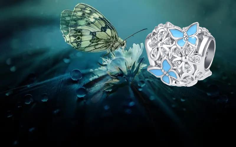 Image of Butterfly Flower Heart Bead Charms for Bracelets