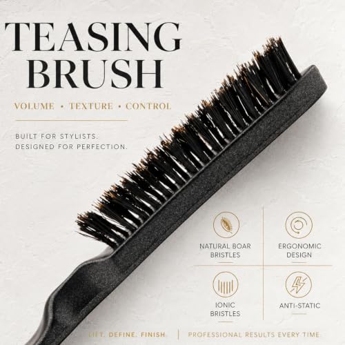 Image of VEGA PROFESSIONAL Teasing Hair Brush with Tail Handle| Hair Styling & Volume Brush, Sleek Finishing, Frizz-Free Styling, Add Volume, Polished and Sleek Hair for Men & Women | Rat Tail Brush (VPPHB-07)
