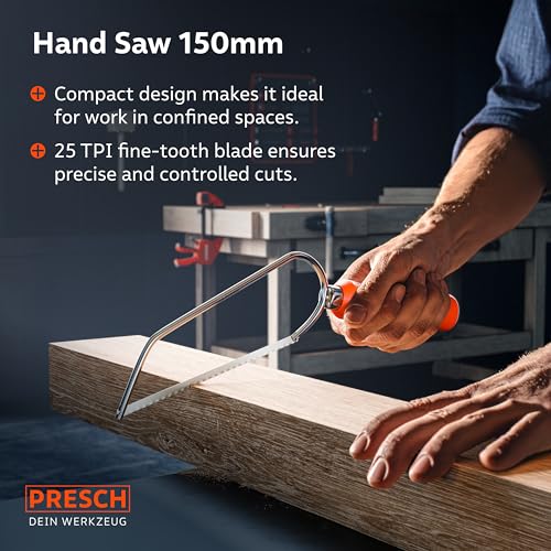 Presch Junior Hacksaw Foldable 150mm incl. Universal Saw Edge - Original PUK Handsaw 150mm with Adjustable Handle - Small Saw for Non-Ferrous Metal, Plastic, Aluminium, All Woods - Image 7