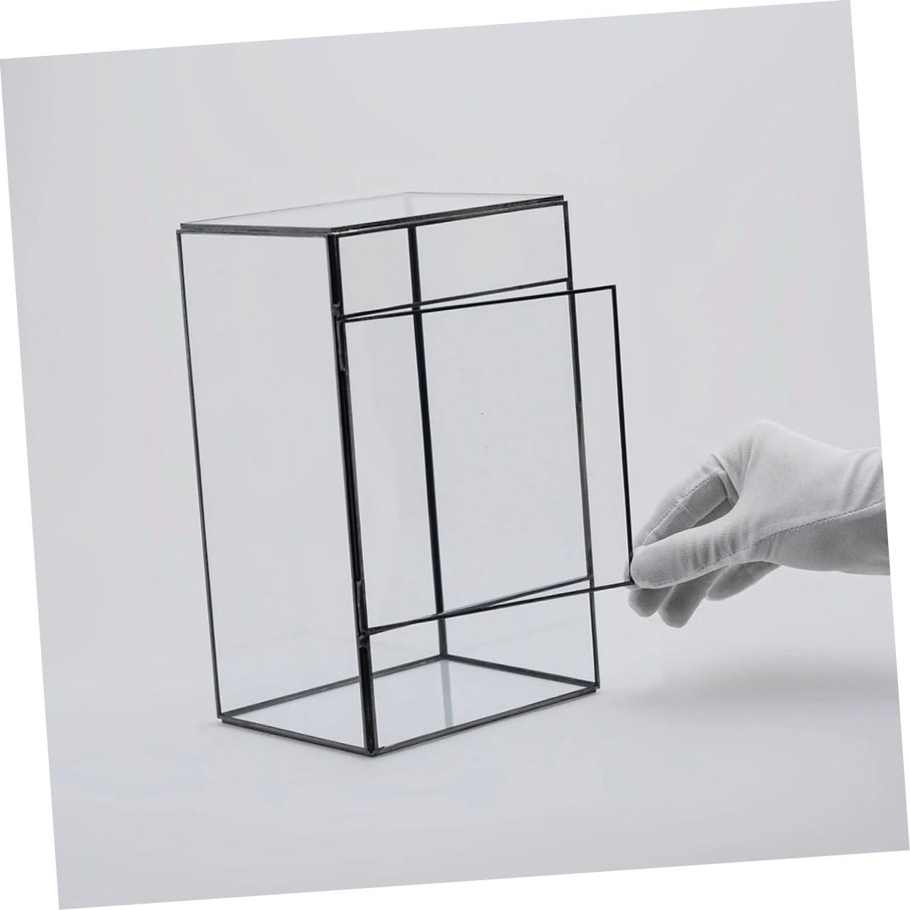 Kleines Geometrisches Glas Terrarium für Mikrolandschaften Handgefertigt mit Zinnrahmen Dekorativ für Zuhause und Garten Geeignet