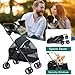 4 Wheels Dog Cat Stroller, Folding Pet Stroller for Travel, Dog Cage Strollers with Cup Holder & Breathable Mesh, Medium Small Dogs Pet Carrier Stroller Travel Camping Puppy Carrier 1 Set