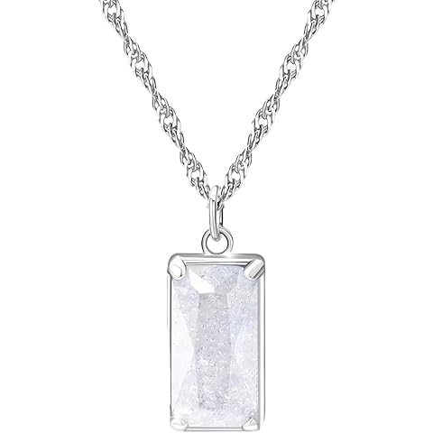 Rainbow Moonstone 18K Gold Solid 925 Sterling Silver Chain Necklace for Women Simpl...