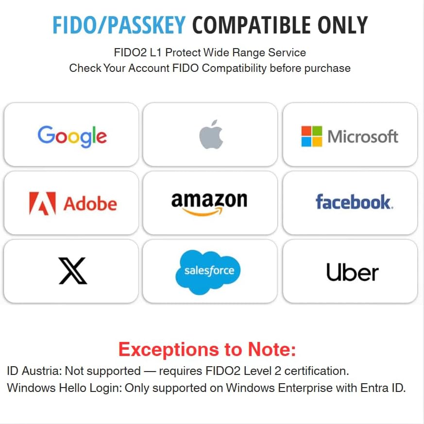 Miniatura 7 de Llave de seguridad Thetis Pro FIDO2, llave de autenticación de dos factores NFC FIDO 2.0, doble puerto USB A y tipo C para protección multicapa