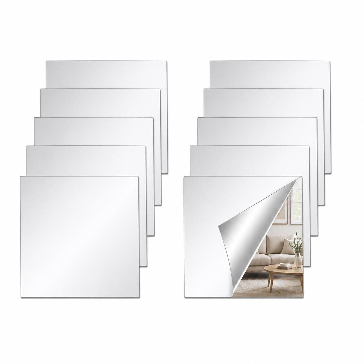 Flexible Self-Adhesive Mirror Sheets 20x20cm Wall Mirror Tiles