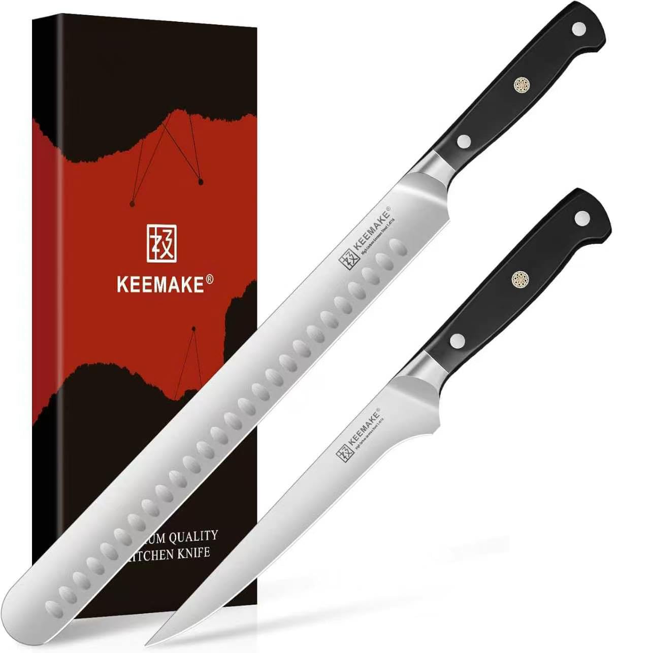 KEEMAKE Carving Knife Set, Brisket Slicing Knife & Boning Knife For Meat