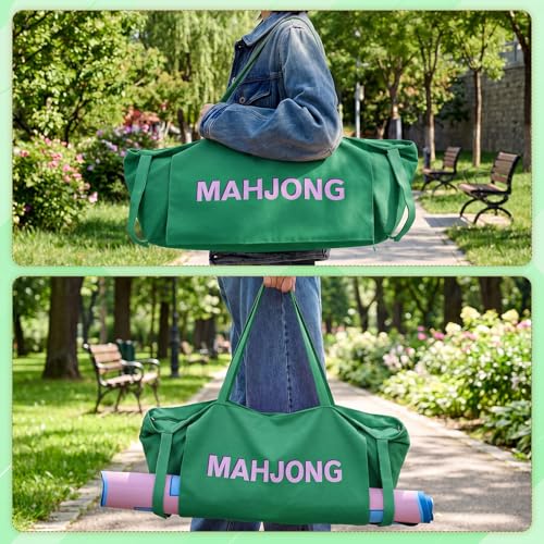 Bolso para Mahjong Abbylike 28x9 pulgadas lona verde miniatura 7