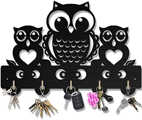Wkjhdfsd Owl Key Holder for Wall,Heavy Duty Key Holder Key Organizer for Wall Entryway and Kitchen,8x12 inch with 5 Hooks (Shape 2)