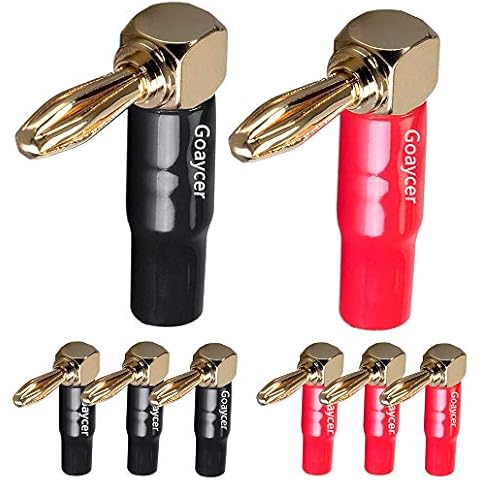 Goaycer 90 Degree Banana Plugs - 24K Gold Plated 4mm Speaker Connector (8 Pack) Cover