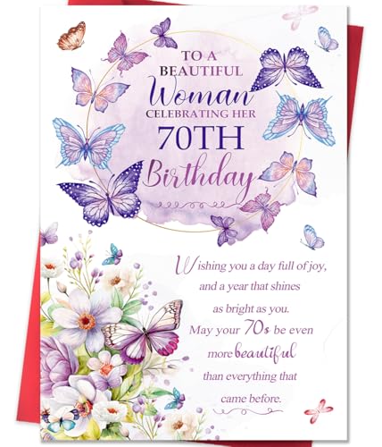 Beixian Funny 70th Birthday Card Gifts for Women, Happy 70th Birthday Decorations for Mom, Cool Bday Gifts for 70 Year Old Woman-8x5.3 Inches, Double-Sided