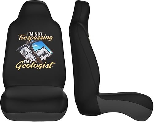 Miniatura 4 de Fundas de asiento delantero de automóvil con texto en inglés "I'm Not Trespassing I'm A Geologist", paquete de 2 unidades, ajuste universal para