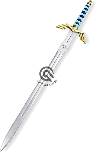 Miniatura 2 de Real Zelda - Espada larga hermosa, punta de doble hoja de borde afilado recto y mango seguro de empuñadura, arma genuina ideal para coleccionistas,
