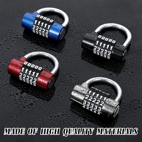 Image of 4 Pcs 5 Letter Combination Lock Heavy Duty Gym Locker 5 Digit Word Locker Keyless Resettable Metal Lock for College Gym Toolbox Hasp Cabinet (Number)